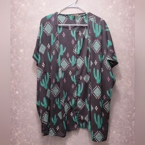 Berry N Cream Size Small Stylish Cactus Print Kimono Cardigan